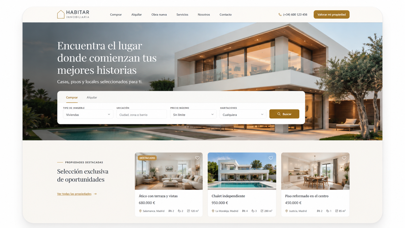 Demo de página web para inmobiliaria con captación de leads